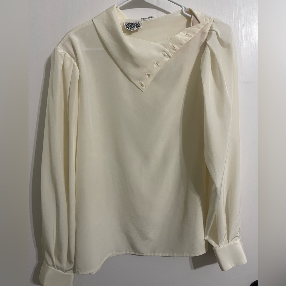 Regina Porter Size 10 Silky Button Collar Long Sleeve Women’s Blouse